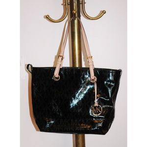 Michael Kors Embossed Black Patent Leather Tote